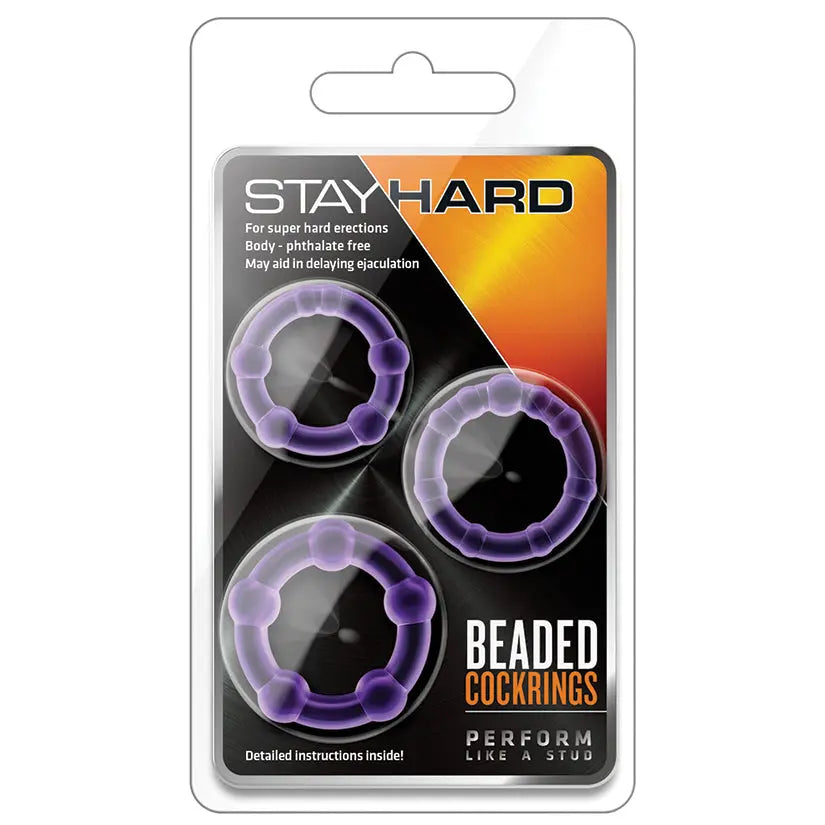 Stay Hard Beaded Cockrings-Purple 3Pk My Store