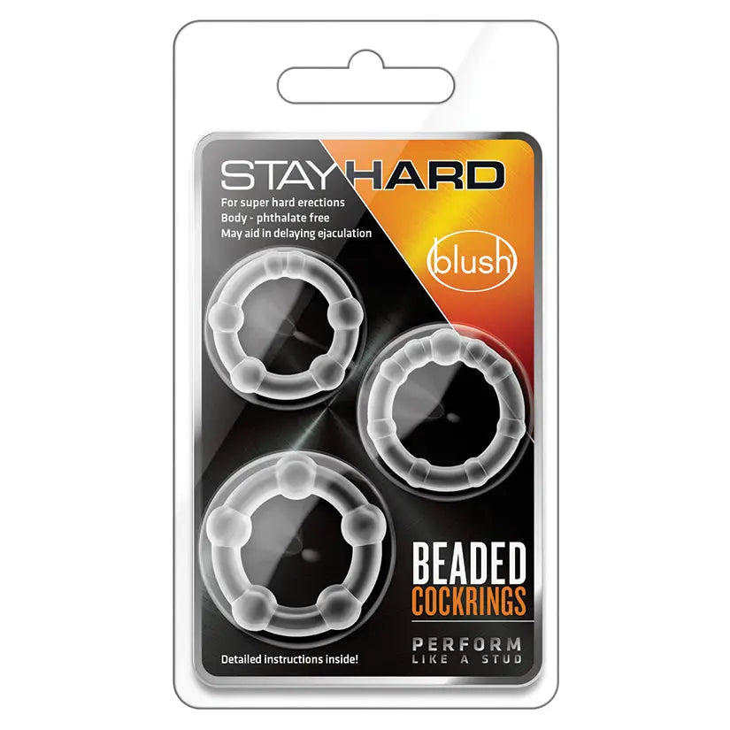 Stay Hard Beaded Cockrings-Clear 3Pk My Store