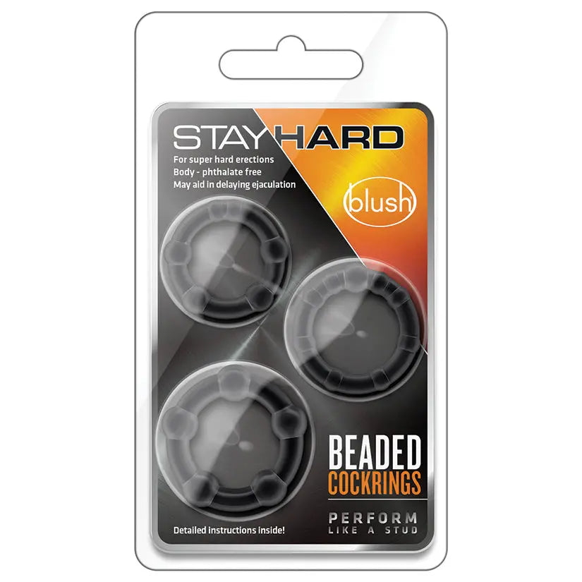 Stay Hard Beaded Cockrings-Black 3Pk My Store