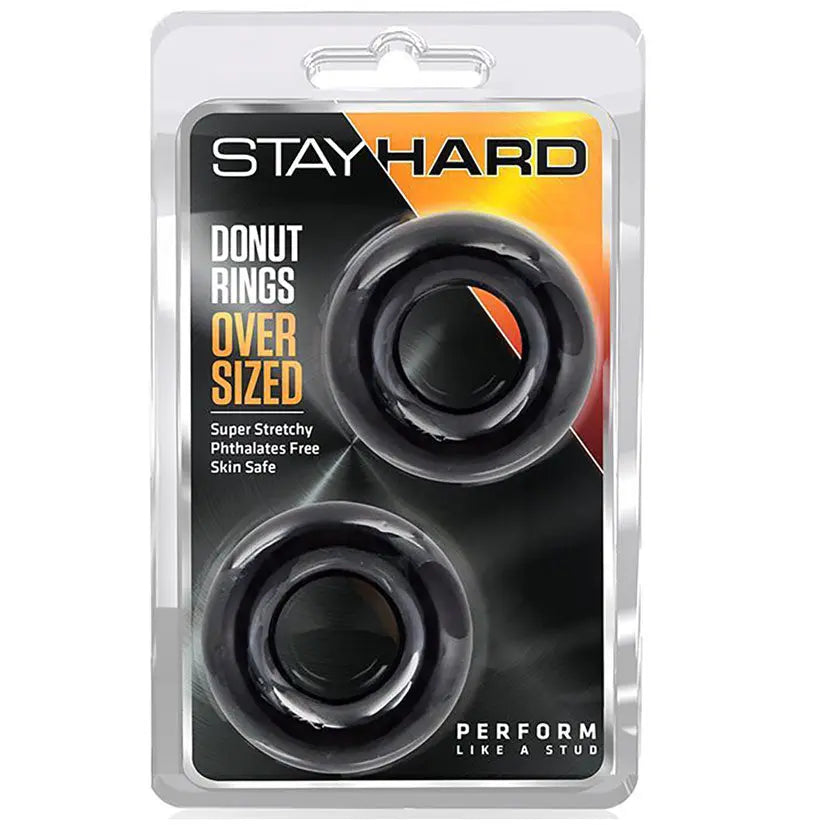Stay Hard Donut Rings Oversized-Black 2Pk My Store