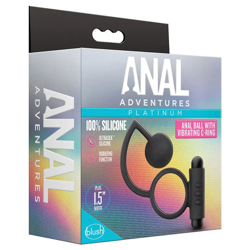 Anal Adventures Platinum Silicone Anal Ball with Vibrating C-Ring Black My Store