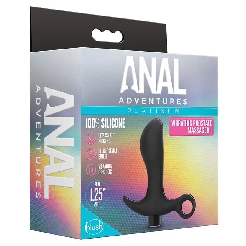 Anal Adventures Platinum Silicone Vibrating Prostate Massager 01 Black My Store