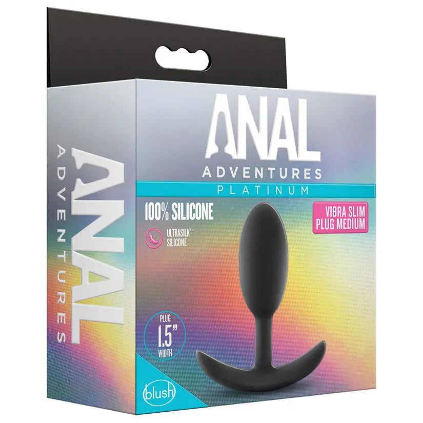 Anal Adventures Platinum Silicone Vibra Slim Plug -Medium Black My Store
