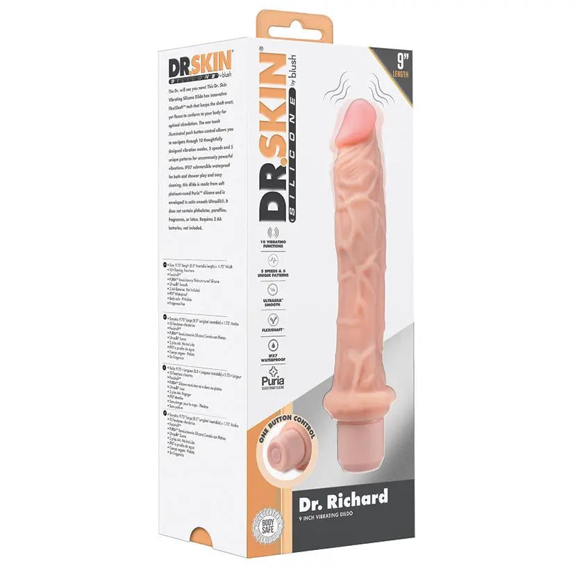 Dr. Skin Silicone Dr. Richard Vibrating Dildo-Vanilla 9 My Store