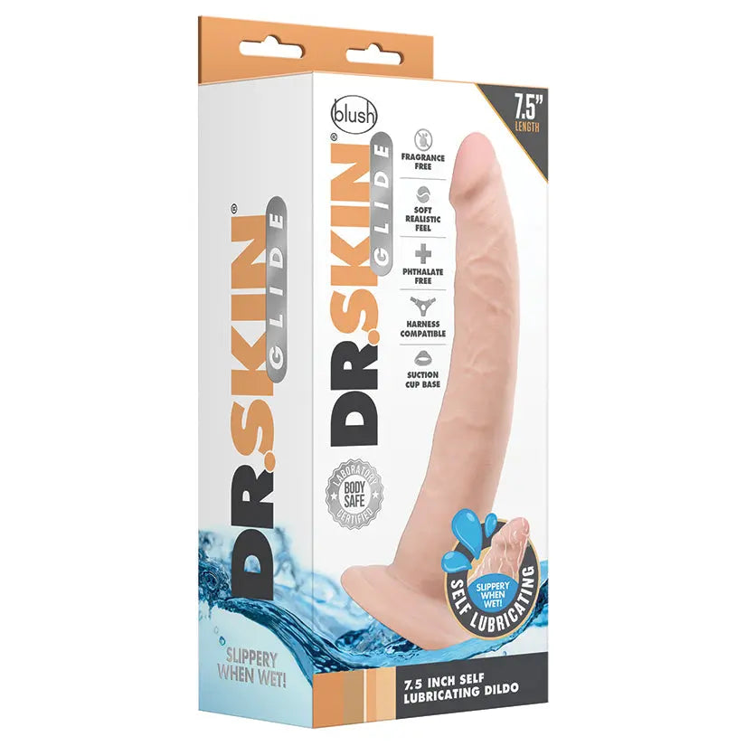 Dr. Skin Glide Self Lubricating Dildo-Vanilla 7.5 My Store