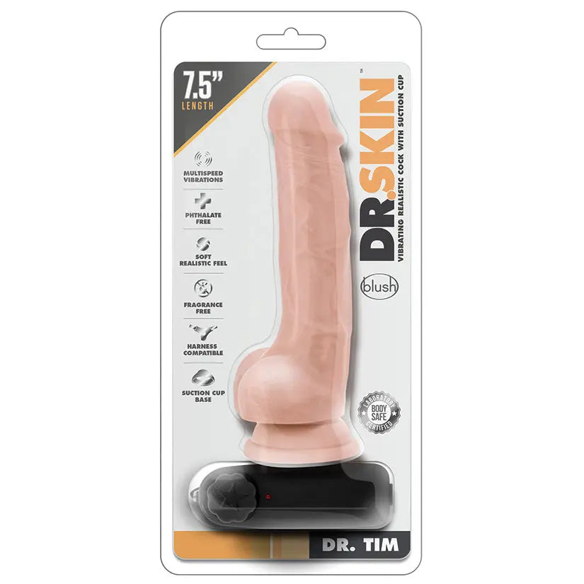 Dr. Skin Vibrating Cock with Suction Cup-Vanilla 7.5 My Store