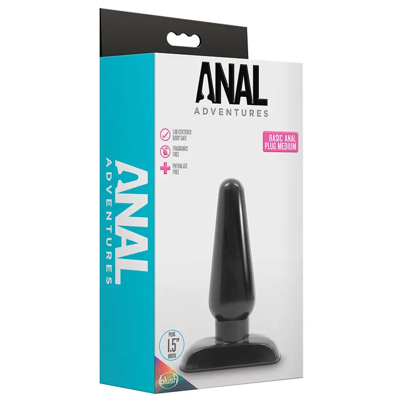 Anal Adventures Basic Anal Plug Medium Black My Store