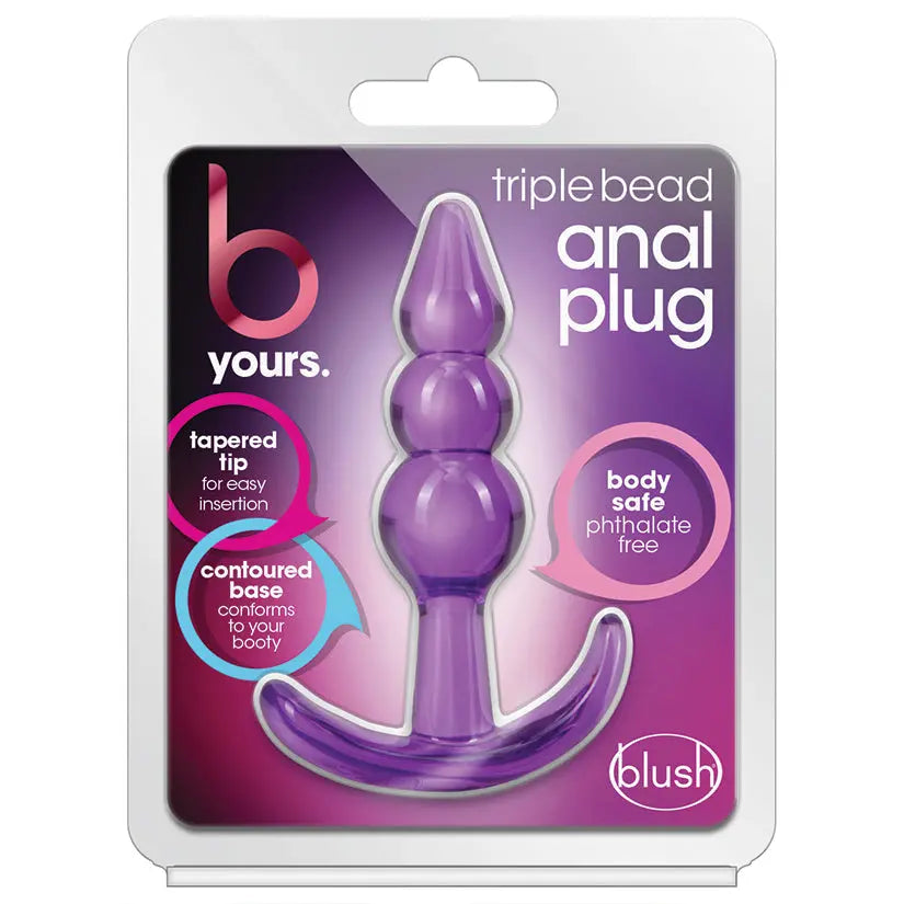 B Yours. Triple Bead Anal Plug-Purple My Store