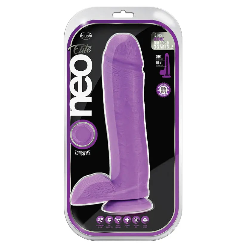 Neo Elite Silicone Dual Density Cock with Balls-Neon Purple 10 My Store