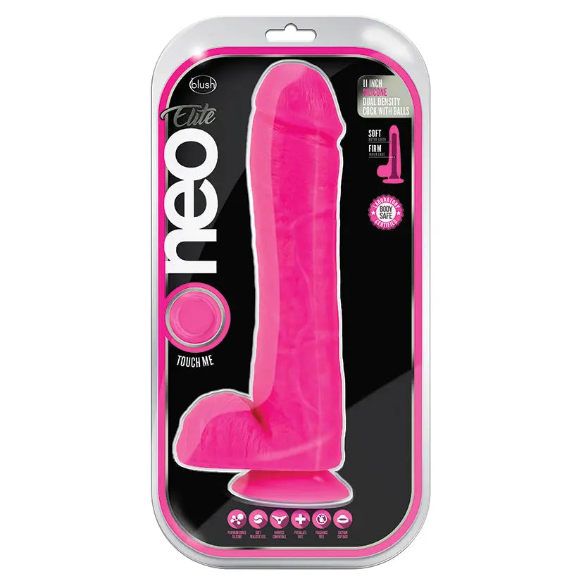 Neo Elite Silicone Dual Density Cock with Balls-Neon Pink 11 My Store