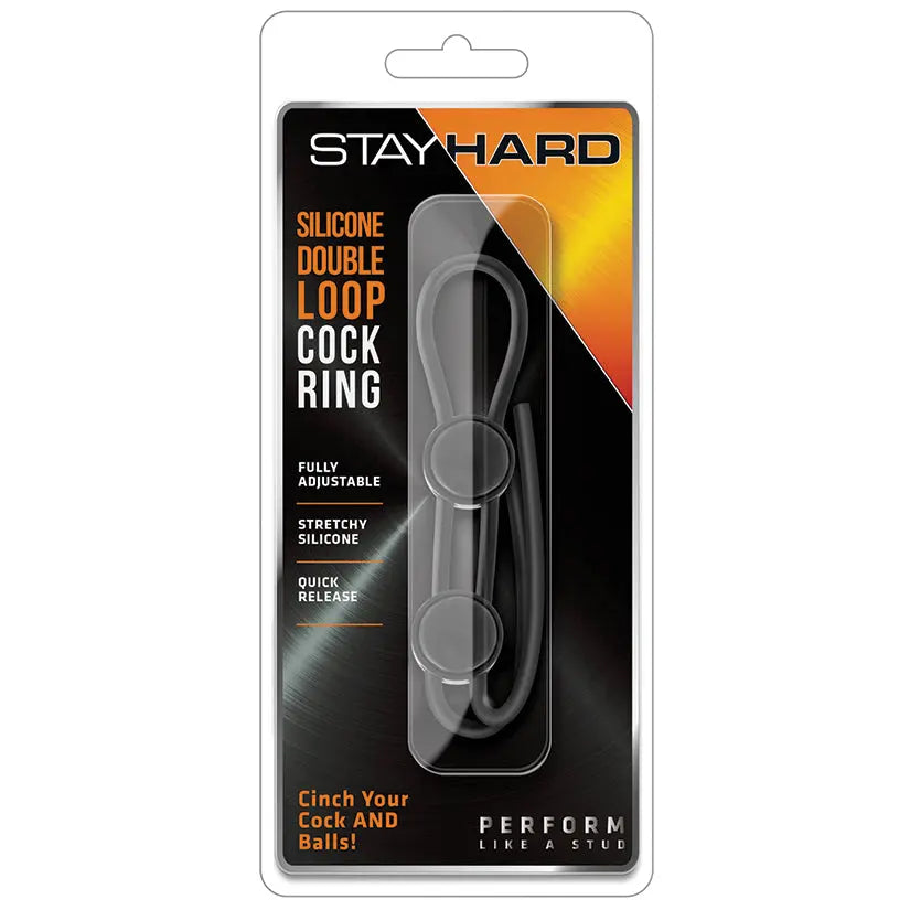 Stay Hard Silicone Double Loop Cock Ring-Black My Store