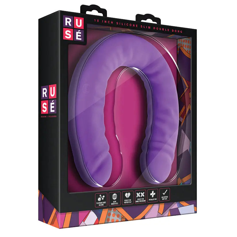 Ruse Silicone Slim Double Dong-Purple 18 My Store