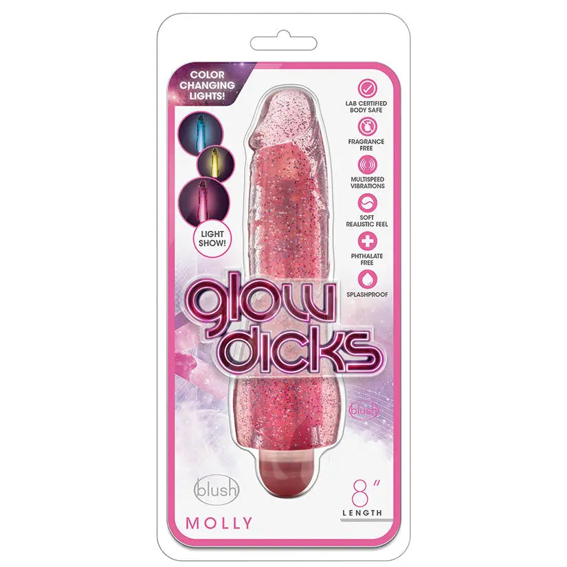 Glow Dicks Molly Glitter Vibrator-Pink 8 My Store