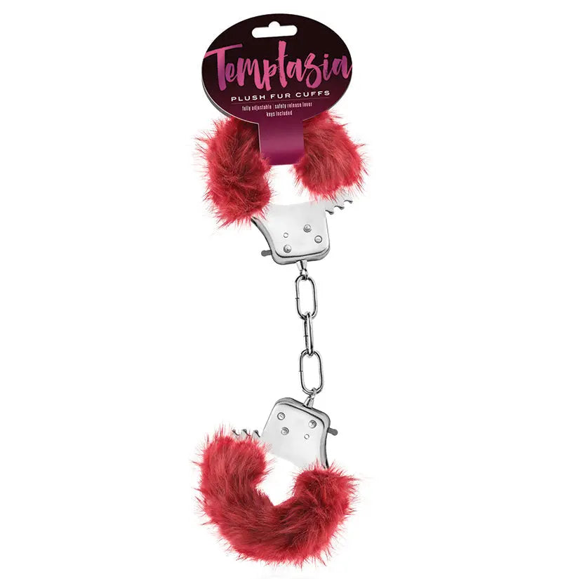 Temptasia Plush Fur Cuffs-Burgundy My Store