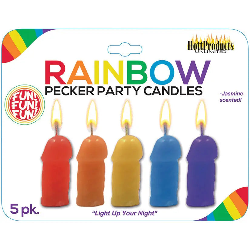 Rainbow Pecker Party Candles-Assorted 5pk My Store