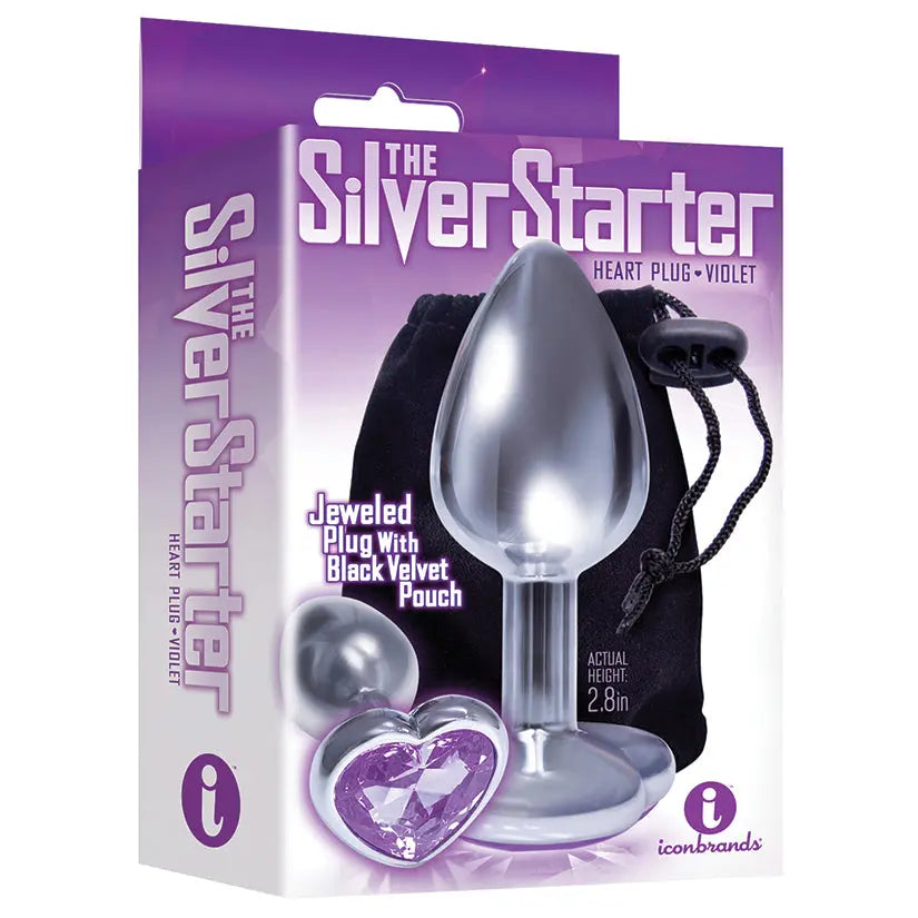 The 9's The Silver Starter Bejeweled Heart Plug-Violet My Store