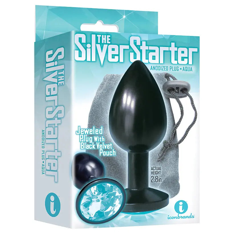 The 9's The Silver Starter Bejeweled Anodized Plug-Aqua My Store