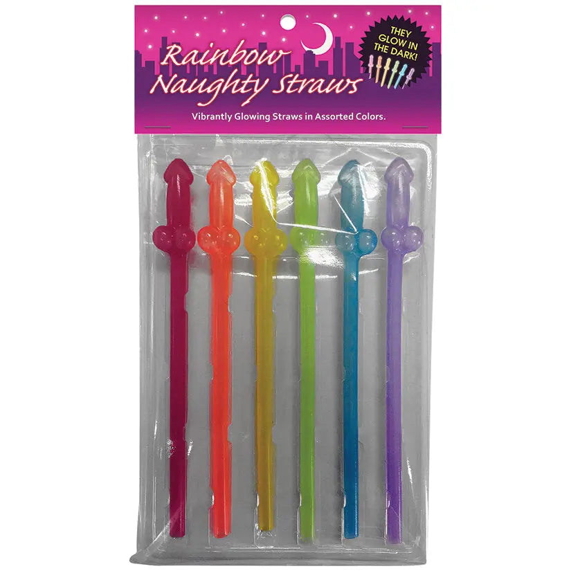 Rainbow Naughty Straws-Glow In The Dark (6pk) My Store
