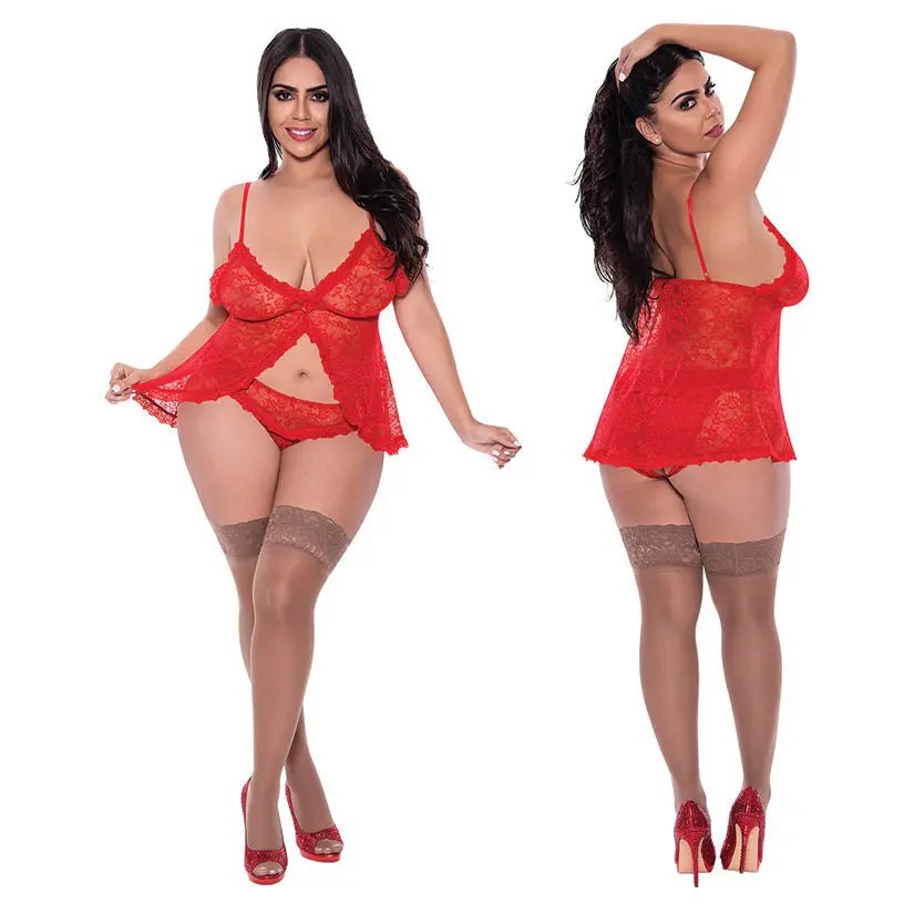 Magic Silk Babydoll & Panty Set-Red QUEEN-Boxed My Store