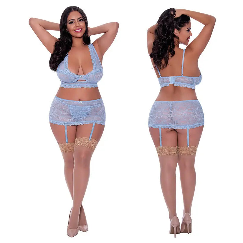 Magic Silk Bralette, Skirt & G-String-Blue QUEEN-Boxed My Store