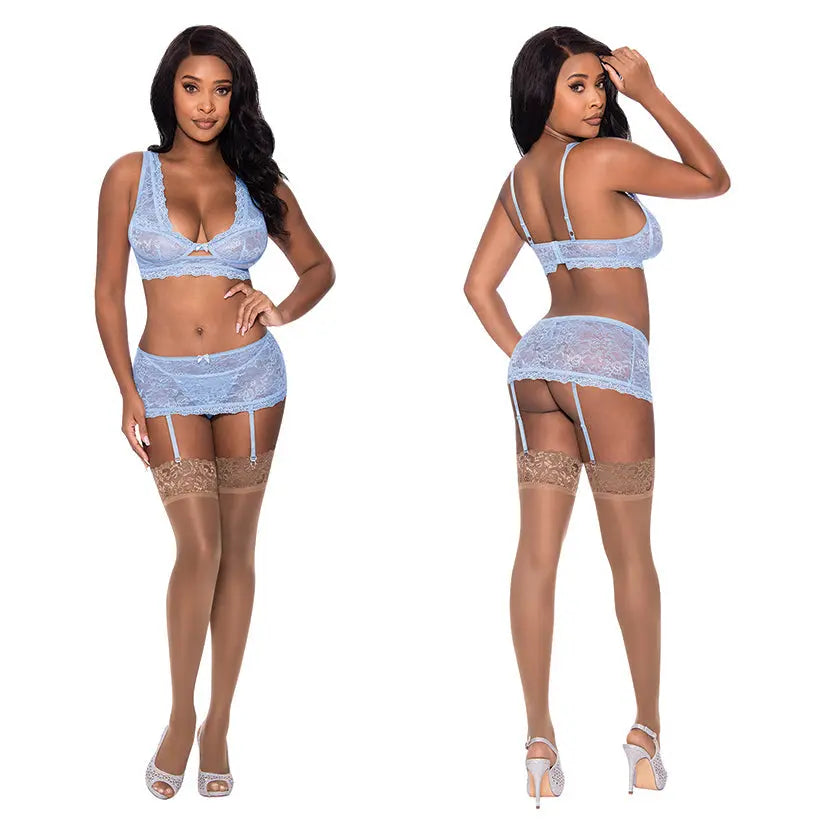 Magic Silk Bralette, Skirt & G-String-Blue S/M-Boxed My Store