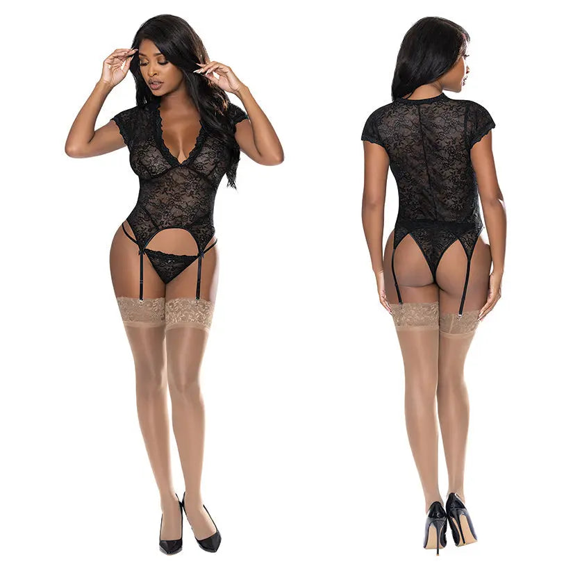 Magic Silk Basque & Tanga Set-Black L/XL-Boxed My Store