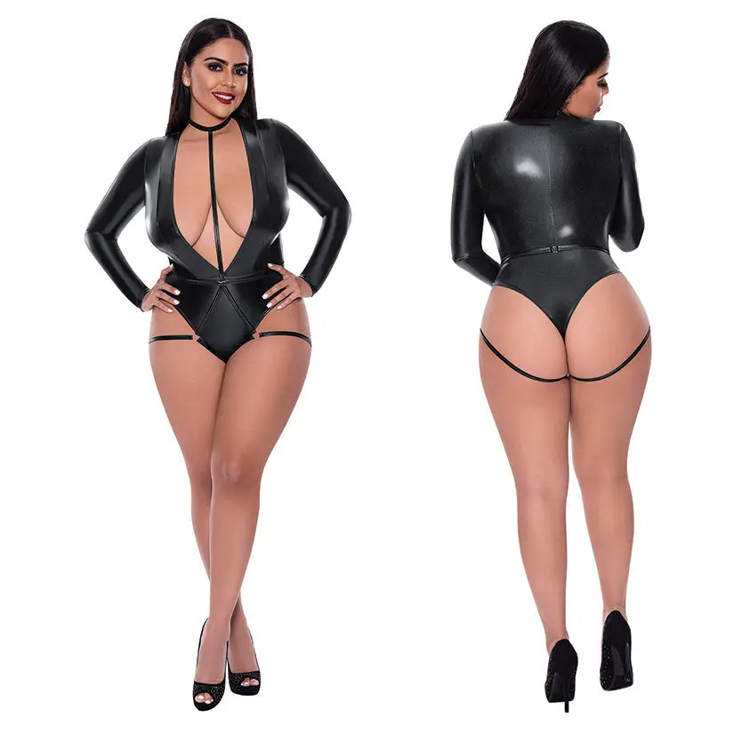 Magic Silk Teddy With Harness Caging-Black QUEEN-Boxed My Store