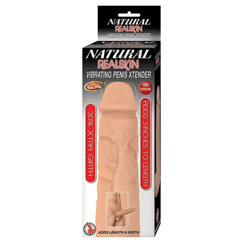 Natural Realskin Vibrating Penis Xtender-White My Store