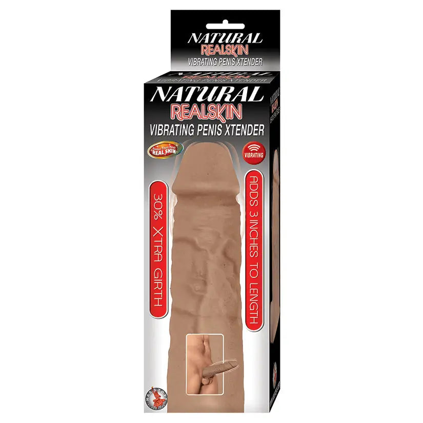 Natural Realskin Vibrating Penis Xtender-Brown My Store