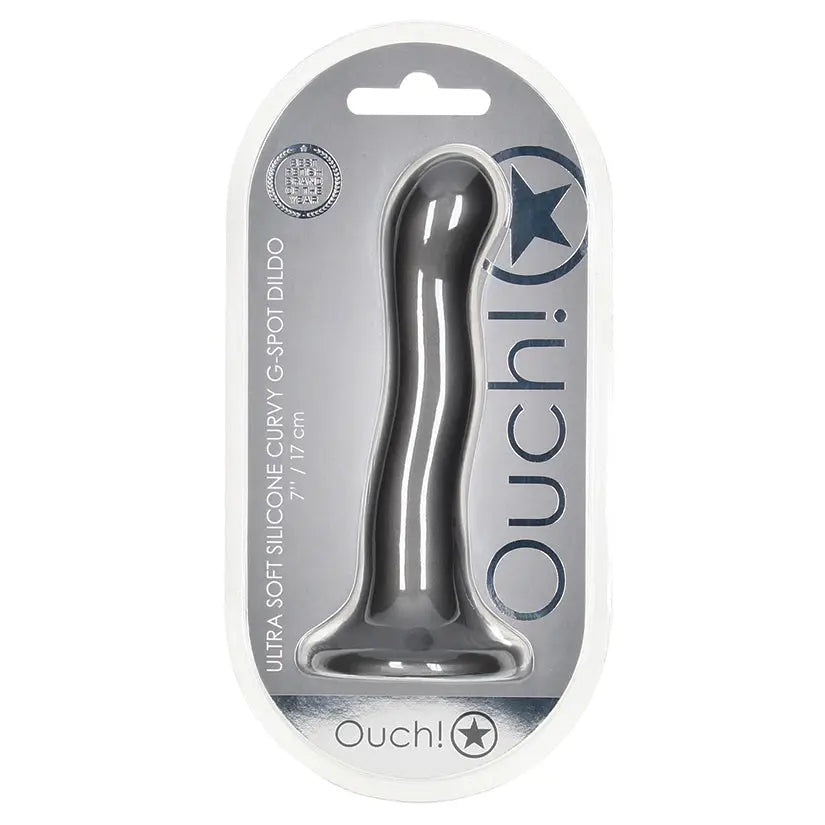 Ouch! Ultra Soft Silicone Curvy G-Spot Dildo-Gun Metal 7 My Store