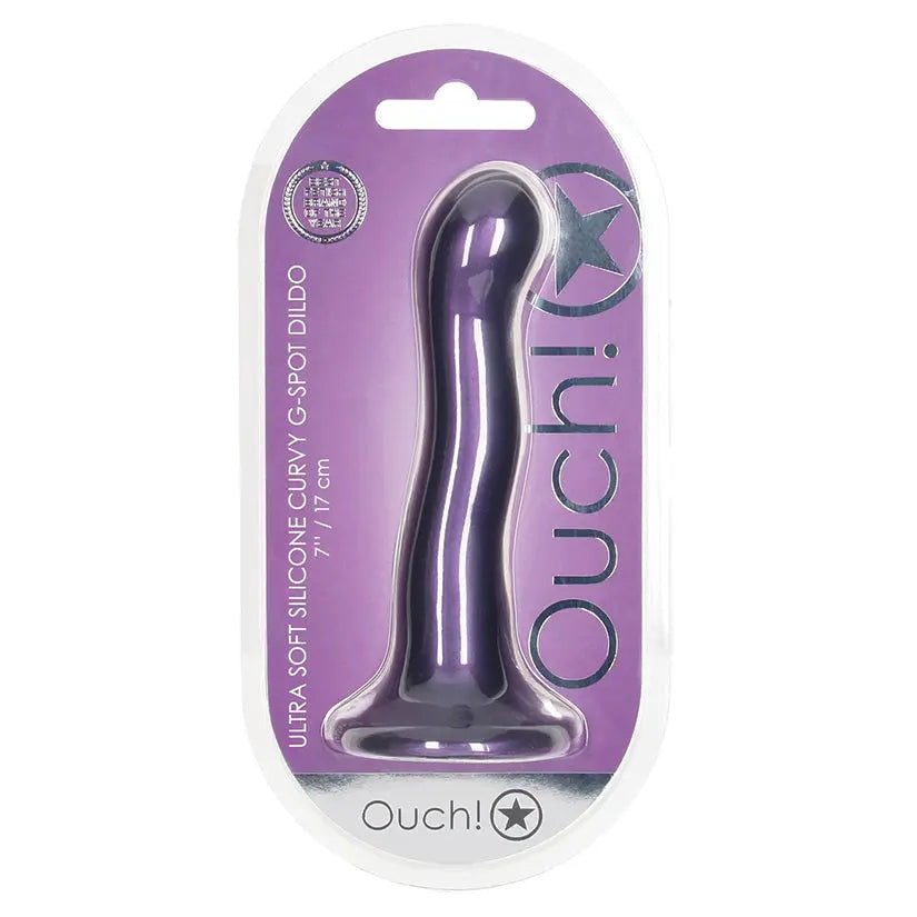 Ouch! Ultra Soft Silicone Curvy G-Spot Dildo-Metallic Purple 7 My Store
