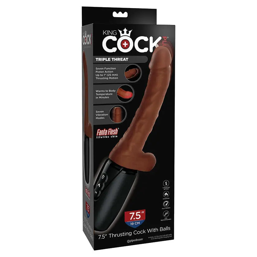 King Cock Plus Thrusting Cock with Balls-Brown 7.5 My Store