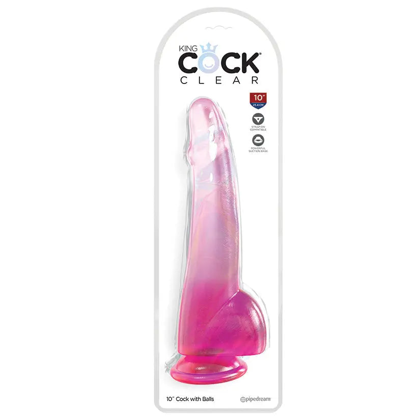 King Cock Clear with Balls-Pink 10 My Store