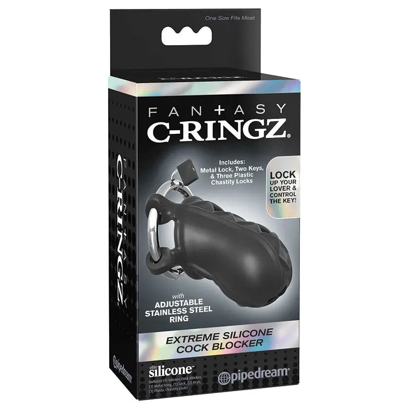 Fantasy C-Ringz Extreme Silicone Cock Blocker-Black My Store