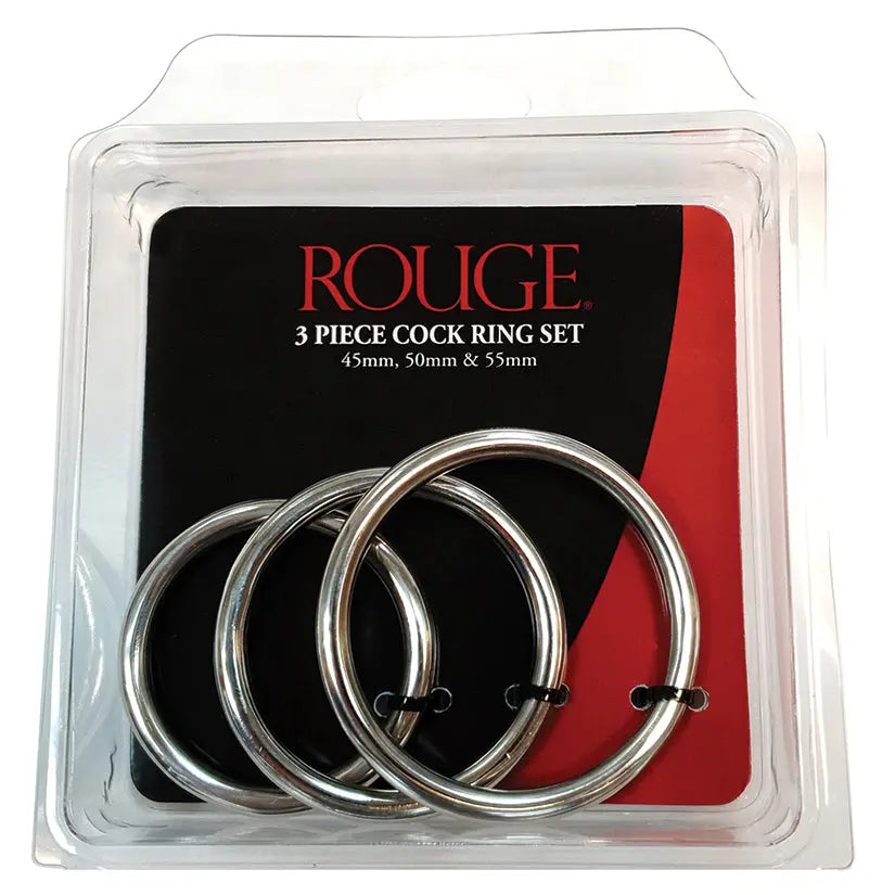 Rouge Group Stainless Steel 3 Piece Cock Ring Set (45/50/55mm) In Clamshell My Store
