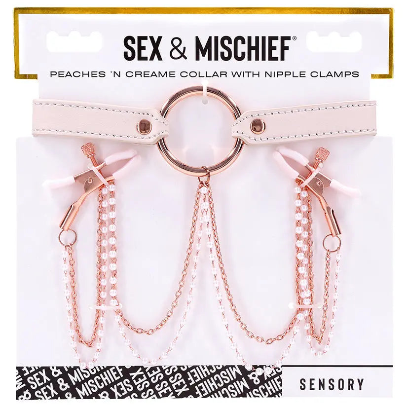 S&M Peaches Ôn CreaMe Collar with Nipple Clamps My Store
