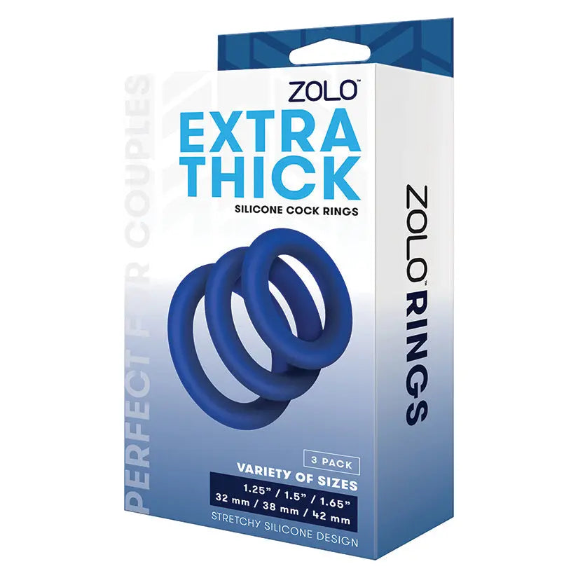 Zolo Extra Thick Silicone Cock Ring Pack of 3-Blue My Store