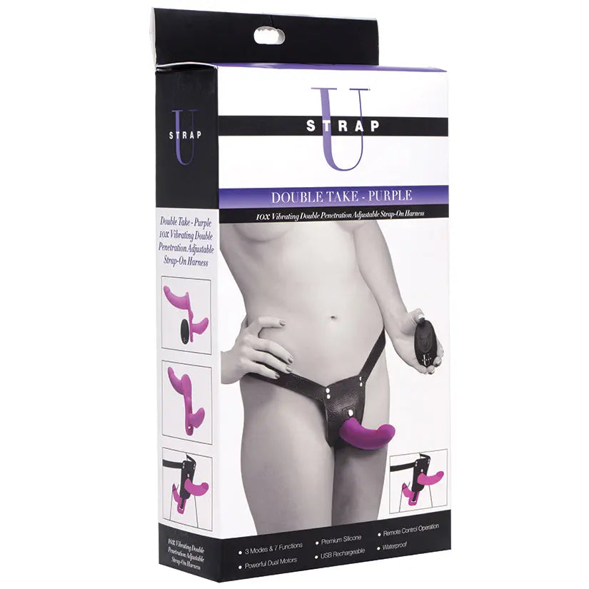 Strap U Double Take 10X Vibrating Double Penetration Strap-On-Purple My Store