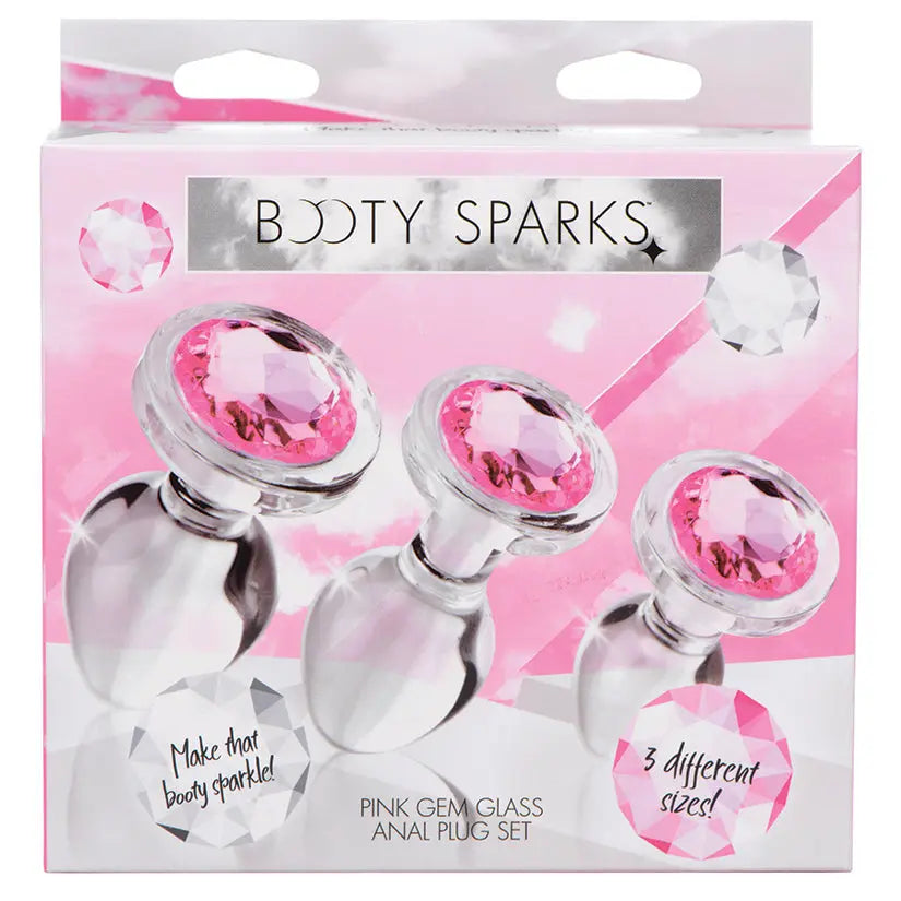 Booty Sparks Pink Gem Glass Anal Plug Set My Store