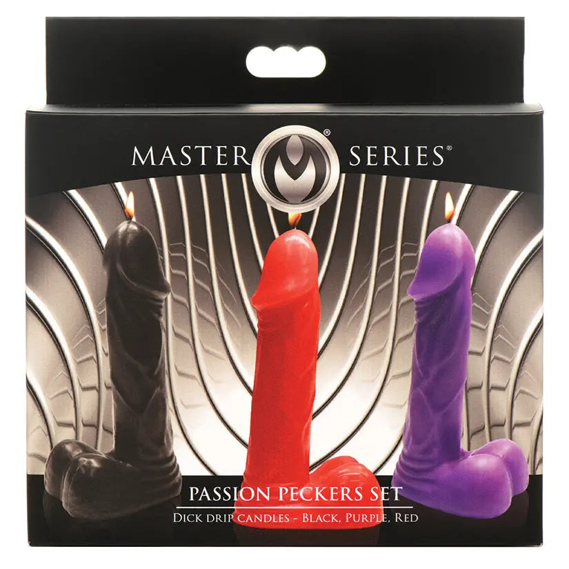 Master Series Passion Peckers Candle Set of 3-Black, Red, Purple My Store