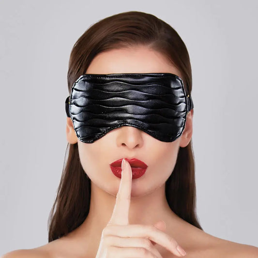 Adore Butter Soft Ruched Faux Leather Mask-Black O/S My Store