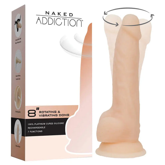 Naked Addiction Rotating & Vibrating Dong-Vanilla 8 My Store