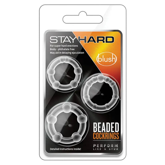 Stay Hard Beaded Cockrings-Clear 3Pk My Store