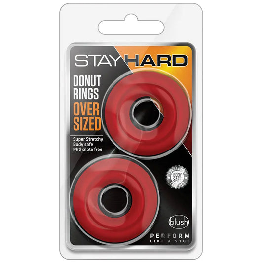 Stay Hard Donut Rings Oversized-Red 2Pk My Store