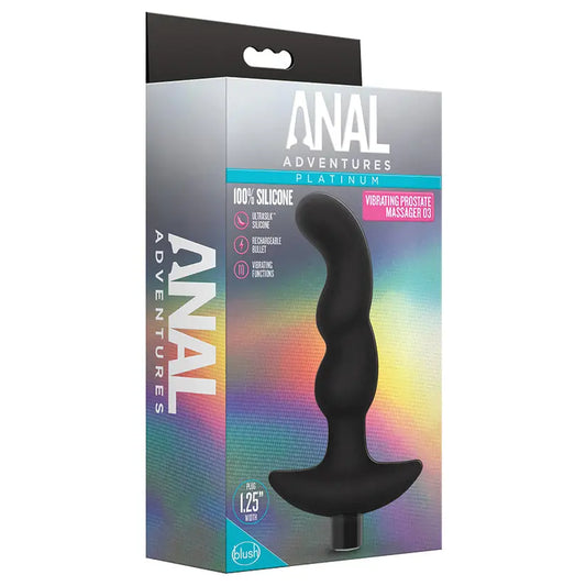 Anal Adventures Platinum Silicone Vibrating Prostate Massager 03 Black My Store