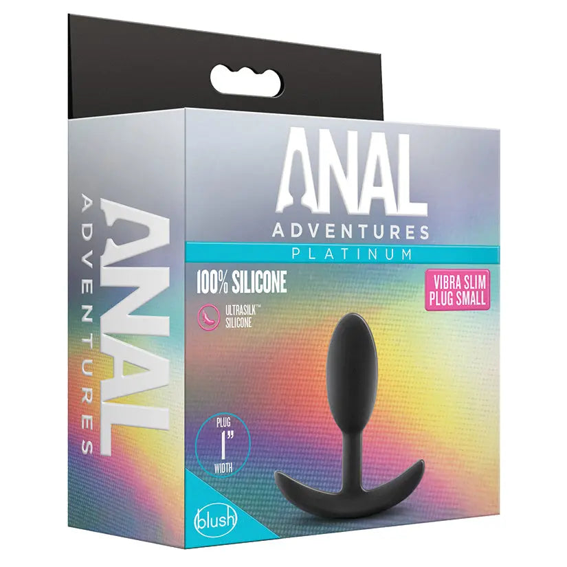 Anal Adventures Platinum Silicone Vibra Slim Plug-Small Black My Store