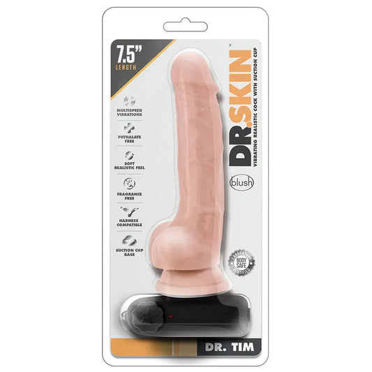 Dr. Skin Vibrating Cock with Suction Cup-Vanilla 7.5 My Store