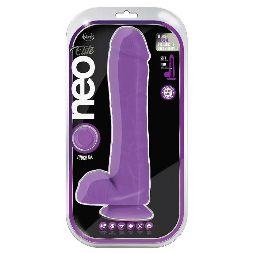 Neo Elite Silicone Dual Density Cock with Balls-Neon Purple 11 My Store