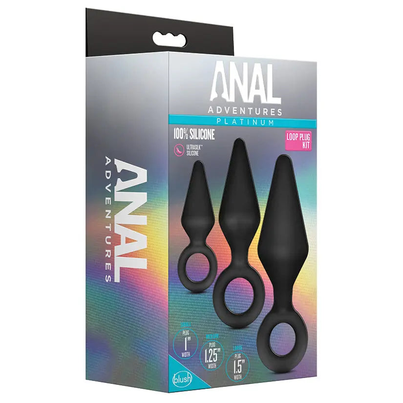 Anal Adventures Platinum Silicone Loop Plug Kit Black My Store