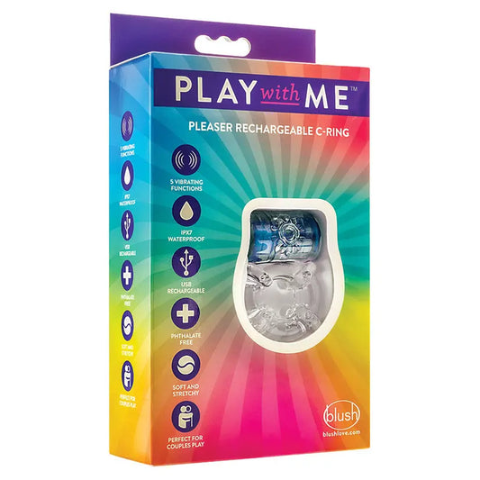 Play With Me Pleaser Rechargeable C-Ring-Blue My Store